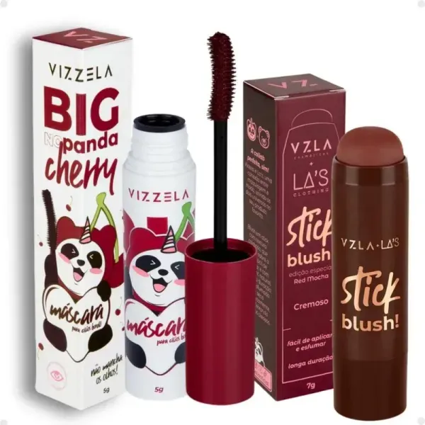16478 - Kit Blush Stick Red e Mascara de Cilios No Panda Big Bordo Vizzela 16478 - Kit Blush Stick Red e Mascara de Cilios No Panda Big Bordo Vizzela